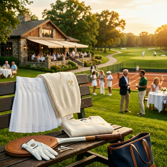 Premium sportswear apparel on a country club lawn